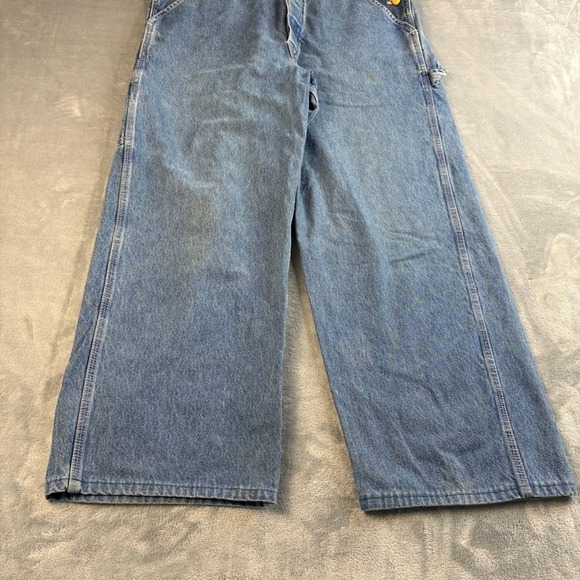 Carhartt Vintage Bibs Denim Carpenter Overalls Blue Wide Leg Men 34x26 47" Total - Picture 14 of 16